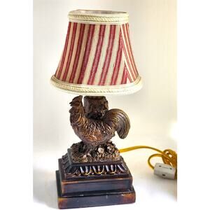LAMP/TABLE-Rooster-Resin, Brown Rubbed Gold Finish, Toggle Switch, With Shade